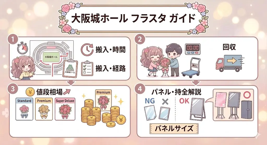 【完全攻略】大阪城ホールへのフラスタ注文ガイド｜オタク必見！ルール・値段・業者選びをプロが解説のフラスタ・スタンド花写真｜アールフラワー
